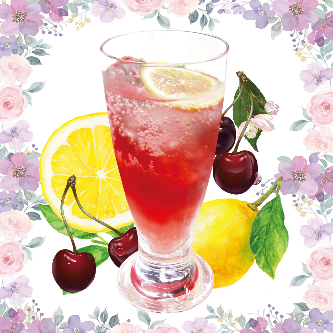 紅茶とチェリーのロゼソーダ