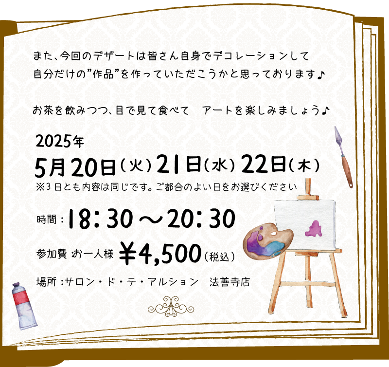 西洋絵画とお茶を楽しむアートなお茶会内容