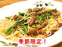 ホタルイカと菜の花のペペロンチーノ